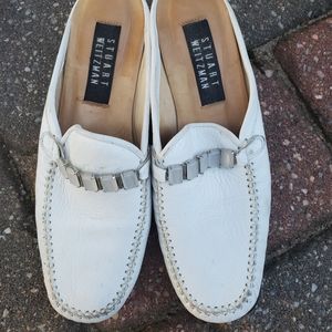 Stuart Weitzman White Stone Loafers